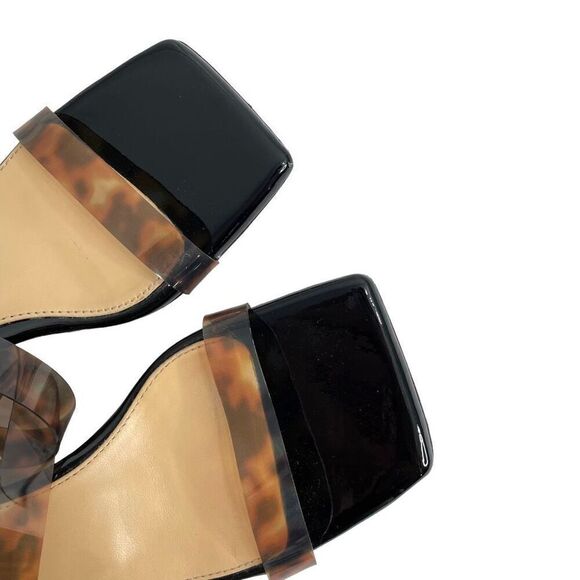 Dear Frances Rain Sandal Leopard Tortoishell Two Strap Mules Kitten Heels Size 3 - Picture 9 of 13